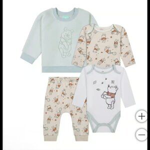 Disney Winnie The Pooh Baby Mint and Cream Plush Outfit Set 3m NWOT